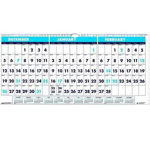 House of Doolittle Three-Month Horizontal Wall Calendar 17x8 14-Month 2026