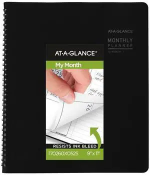 AT-A-GLANCE® Contemporary 2026 Monthly Planner, Charcoal, Large, 9" x 11"
