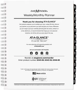 AT-A-GLANCE® DayMinder® Executive 2026 Weekly Monthly Refill for G545, Medium, 7" x 8 3/4"
