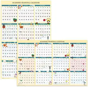 Recycled Academic Seasonal Laminated Wall Calendar Illustrated Seasons 24 x 37 12-Month July to June 2025 to 2026 39835