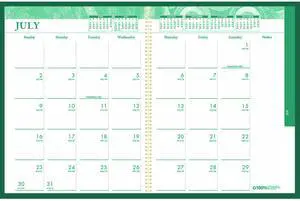 100% Recycled MonoBright Monthly/Weekly Planner 11 x 8.5 Green/Gold Cover 12-Month July to June: 2025 to 2026 283509