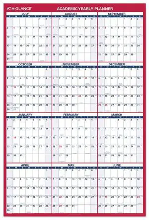 At-A-Glance Academic Erasable Reverse XL Wall Calendar 48x32 July-June 2025-26