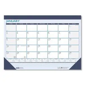Recycled Contempo Desk Pad Calendar 18.5x13 White/Blue Sheets 2026 1516