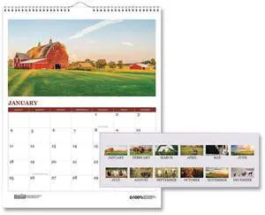 100% Recycled Farm Life Wall Calendar 11 x 14 White/Multicolor Sheets 12-Month Jan-Dec: 2026 316