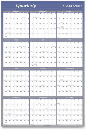 AT-A-GLANCE® 2026 Vertical Horizontal Reversible Erasable Yearly Wall Calendar, Blue, Large, 24" x 36"