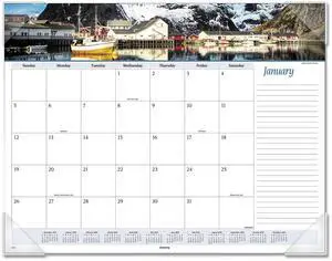 AT-A-GLANCE® 2026 Panoramic Seascape Monthly Desk Pad, Standard, 21 3/4" x 17"