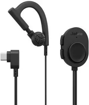 Jabra Perform 10 Wired PTT Earpiece with in-Line Clip-On Noise-Cancelling Microphone, Adjustable Ear Hook, Walkie Talkie Earpiece Works with Zello and Zebra, USB-C Connectivity