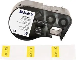 Brady Self-Laminating Vinyl Pre-Sized Labels for Label Printer Black on Yellow Brady Self-Laminating Vinyl Pre-Sized Labels for Label Printer Black on Yellow