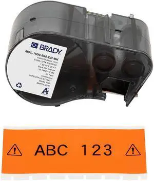 Brady Authentic All-Weather Vinyl Labels 1.5 in W x 25ft Black on Orange Brady Authentic All-Weather Vinyl Labels 1.5 in W x 25ft Black on Orange