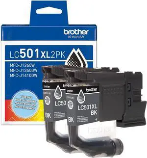 Brother Genuine LC501XL2PK Twin Pack High Yield Black Ink Cartridges