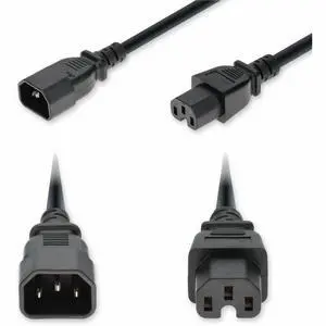 AddOn 10ft C14 Male to C15 Female Standard Commercial 14 AWG 250V at 15A PVC SJT Service Junior Thermoplastic Black Power Cable