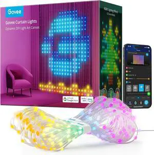 Govee Curtain Lights, Smart LED Color Changing Wall Lights, Dynamic DIY Curtain String Lights for Bedroom Living Room Holiday Decor, Outdoor IP65 Waterproof,4.9x6.6ft, 520 RGBIC LED