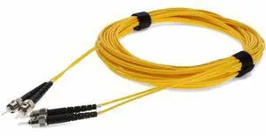 AddOn 10m ST to ST Yellow OS2 Duplex OFNR Riser-Rated TAA SMF Fiber Patch Cable