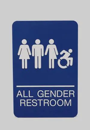 ADA Sign All Gender Restroom 6 x 9 Blue Face White Graphics 7780