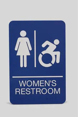 ADA Sign Women's Restroom 6 x 9 Blue Face White Graphics 7777