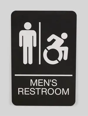 ADA Sign Men's Restroom 6 x 9 Black Face White Graphics 7775