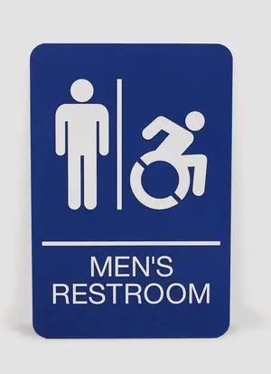 ADA Sign Men's Restroom 6 x 9 Blue Face White Graphics 7774