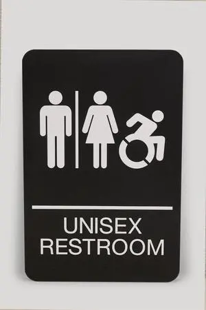 ADA Sign Unisex Restroom 6 x 9 Black Face White Graphics 7772