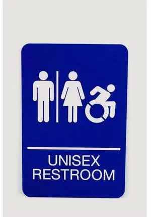 ADA Sign Unisex Restroom 6 x 9 Blue Face White Graphics 7771