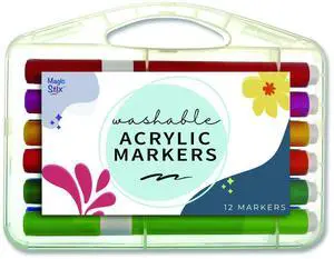Washable Acrylic Markers Fine Bullet Tip Assorted Colors 12/Pack TPG496