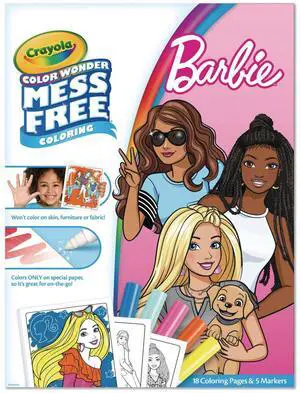 Color Wonder Barbie Coloring Pad and Markers Ages 3 and Up 18 Pages 752859