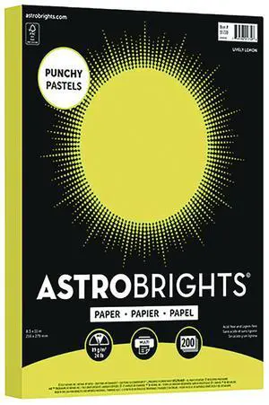 Astrobrights Punchy Pastel Cardstock 8.5"x11" Lively Lemon 200 Sheets 91739