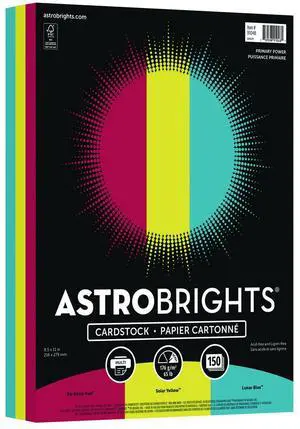 Astrobrights Primary Color Cardstock Assortment, 8.5x11" 150/Pack 91048