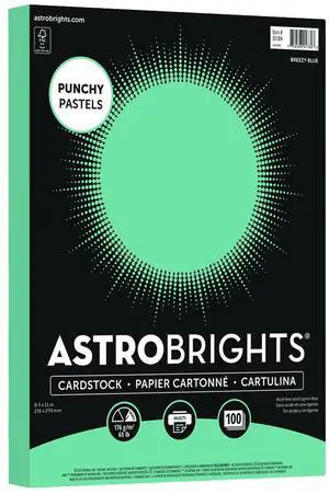 Astrobrights Punchy Pastel Cardstock  8.5"x11" Breezy Blue 100 Sheets 91784