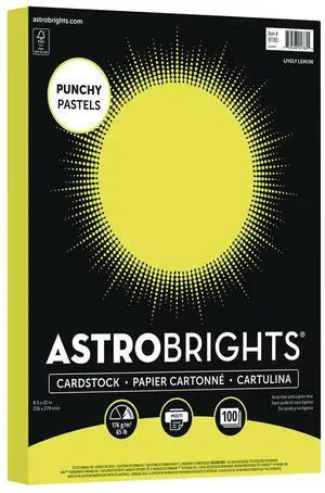 Astrobrights Punchy Pastel Cardstock 8.5"x11" Lively Lemon 100 Sheets 91785