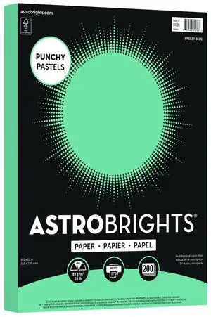 Astrobrights Punchy Pastel Cardstock 8.5"x11" Breezy Blue 200 Sheets 91736