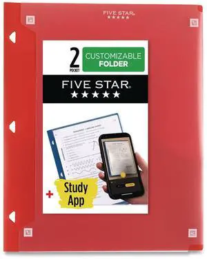 Five Star 2-Pocket Portfolio Clear View Randomly Assorted Color 33452
