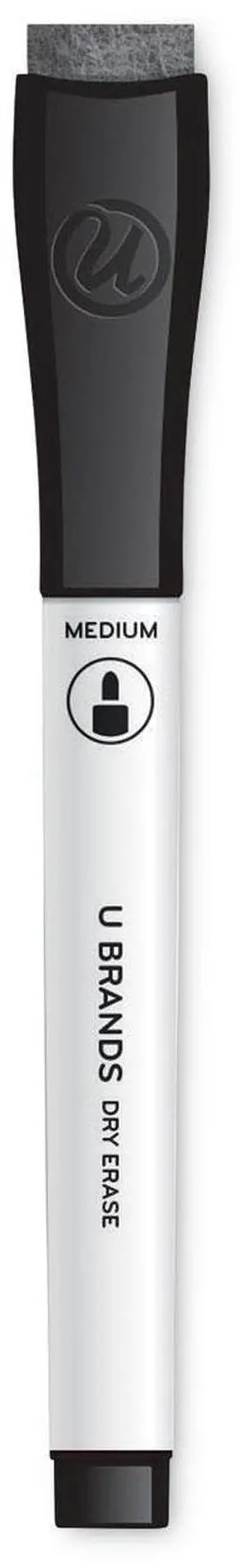 Chisel Tip Low-Odor Dry-Erase Markers with Erasers, Black, Dozen 2925U0012