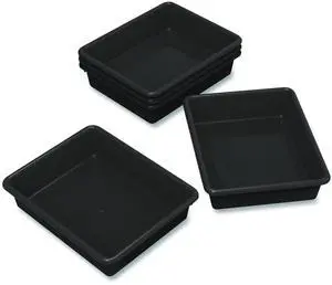 Storage Tray Flat 102.4 oz 10.65" x 10.65" x 2.96" Black 5/Pack 62516U05C