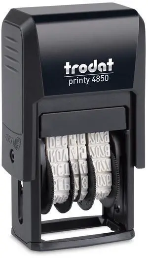 Printy Economy Micro 5-in-1 Date Stamp Self-Inking 1" x 0.75" Blue/Red E4853L