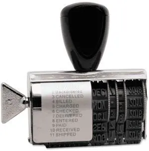 Rubber 11-Message Dial-A-Phrase Date Stamp Conventional 2" x 0.38" T2754