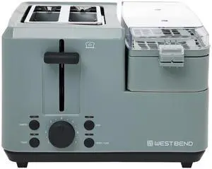 West Bend Breakfast Station 2-Slice Toaster and Egg Cooker/Poacher with Removable Pre-Cooked Meat and Vegetable Warming Tray, Grey 78500GY13