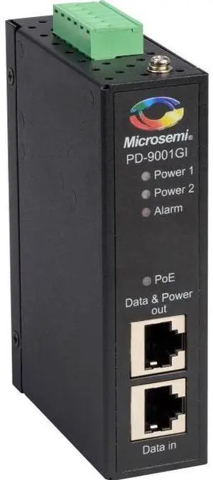 Microchip PD-9001GI/DC - PoE injector (DIN rail mountable) - DC 20 - 60 V - 30 Watt - output connectors: 1 Microchip PD-9001GI/DC - PoE injector (DIN rail mountable) - DC 20 - 60 V - 30 Watt - output connectors: 1