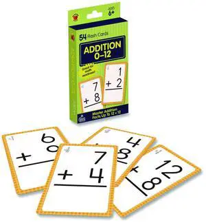 Addition 0 to 12 Flash Cards Grades 1 to 5 3.25" x 5.25" Assorted Colors 54 Cards 0769677118