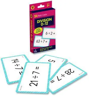 Division 0 to 12 Flash Cards Grades 4 to 6 3.25" x 5.25" Assorted Colors 54 Cards 0769677231