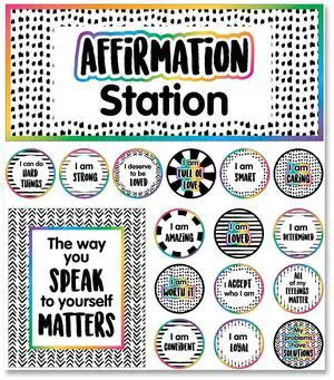 Motivational Bulletin Board Sets Affirmation Station 13.8" x 16" Multicolor 32/Set 110569