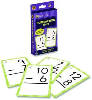 Subtraction 0 to 12 Flash Cards Grades 1 to 5 3.25" x 5.25" Assorted Colors 54 Cards 0769677215