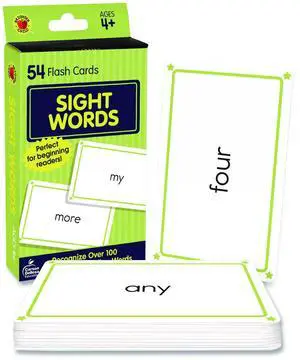 Sight Words Flash Cards Grades Pre-K to 1 3.25" x 5.25" Assorted Colors 54 Cards 0769664709