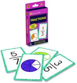 Fractions Flash Cards Grades 4 to 6 3.25" x 5.25" Assorted Colors 54 Cards 0769677339