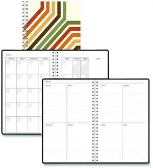 Recycled Non-Dated Monthly/Weekly Planner 70's Stripes Multicolor Cover Undated 212142