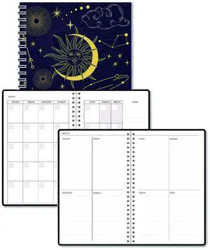 Recycled Non-Dated Monthly/Weekly Planner Celestial Blue/Gold Cover Undated 212144