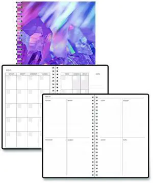 Recycled Non-Dated Monthly/Weekly Planner Crystals Blue/Pink/White Cover Undated 212143