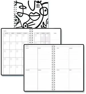 Recycled Non-Dated Monthly/Weekly Planner Abstract Faces Black/White Cover Undated 212141