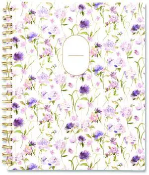 Leah Bisch Petite Floral Academic Weekly Monthly Planner, 11 x 8.5, Purple/Green Cover, 12-Month (July to June): 2025 to 2026