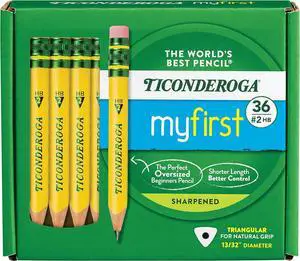 My First Short Pencil with Eraser 3.6 mm HB #2 Black Lead/Yellow Barrel 36/Pack X331360001