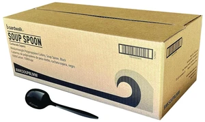 Mediumweight Polypropylene Cutlery Soup Spoon Plastic Black 1000/Carton BWKSOUPBLMW Mediumweight Polypropylene Cutlery Soup Spoon Plastic Black 1000/Carton BWKSOUPBLMW
